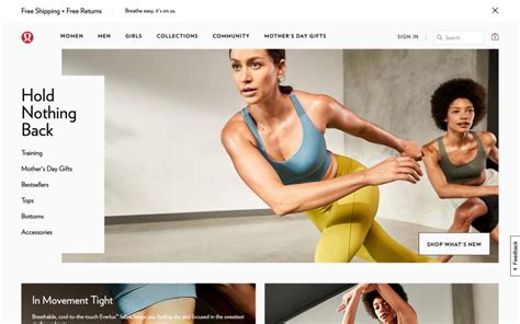 www.lululemon.com website.